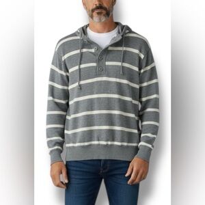 Frederik Anderson Copenhagen Men’s Grey Striped Cotton Nautical Button Sweater M